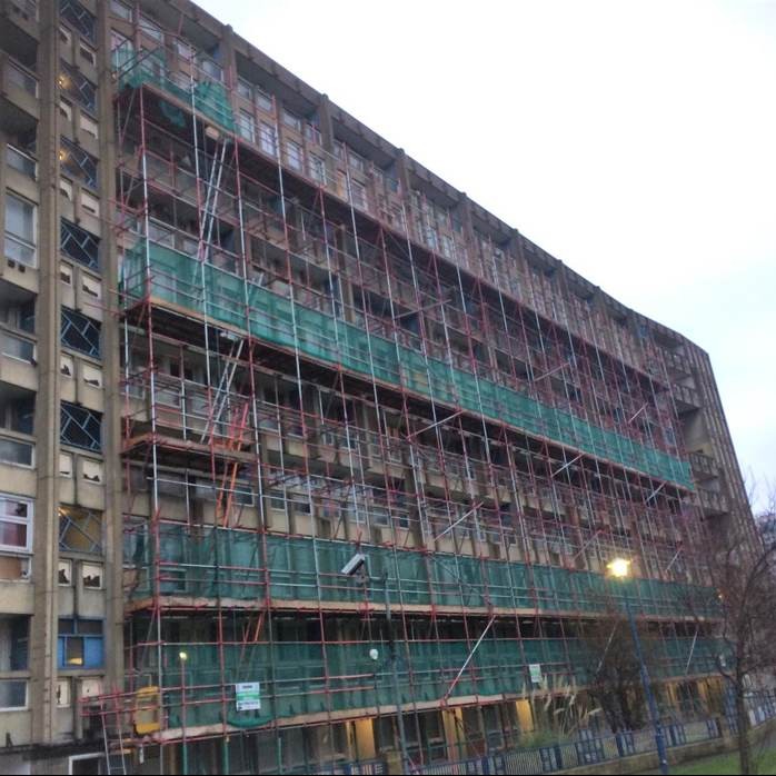 Robin Hood Gardens, London 2 scaffolding in essex